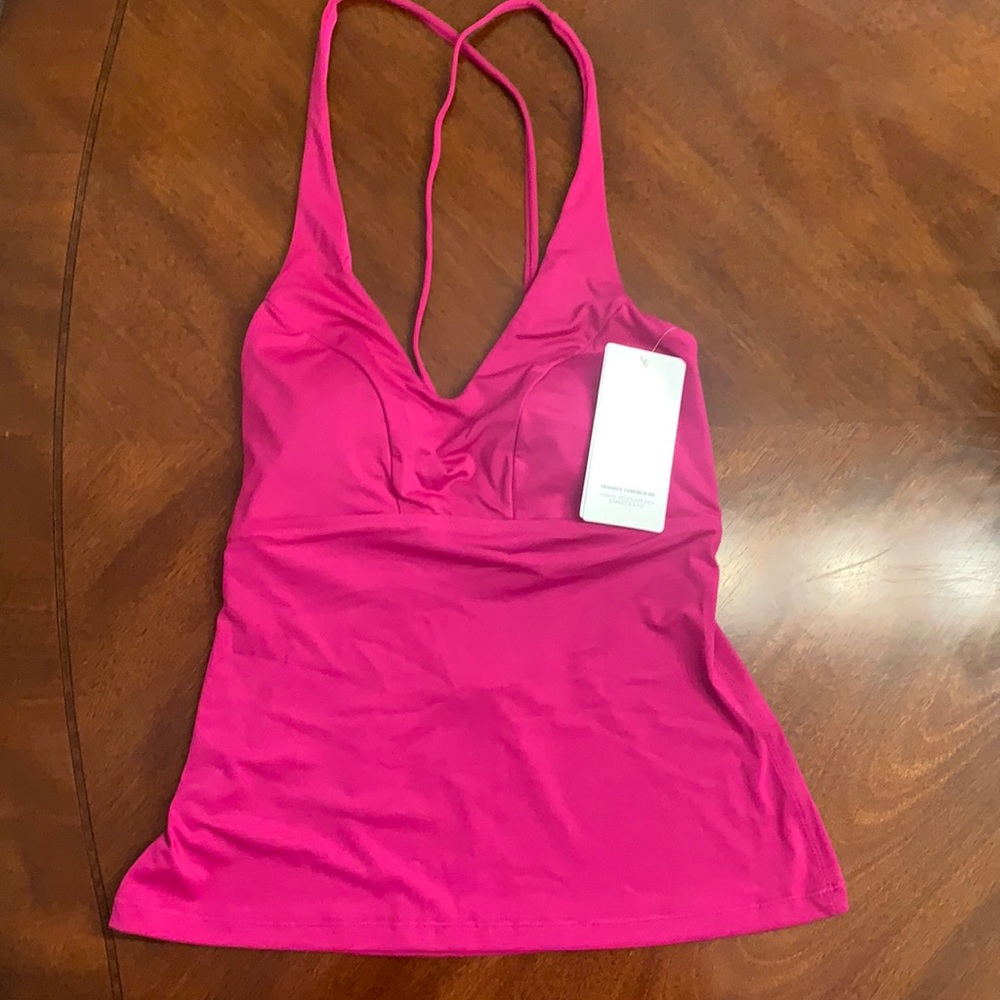 Athleta D/DD Triangle Tankini Top Pink Size Small Petite NWT